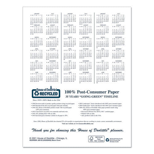 Image of House of Doolittle Recycled Ruled 14-Month Planner with Leatherette Cover, 11 x 8.5, Black Cover, 14-Month: Dec 2024 to Jan 2026