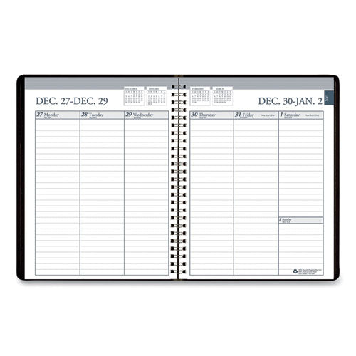 Image of House of Doolittle Recycled Weekly Appointment Book Ruled without Appointment Times, 8.75 x 6.88, Black Cover, 12-Month (Jan to Dec): 2025