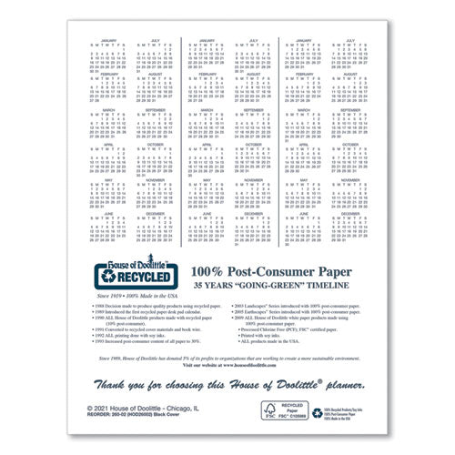 Image of House of Doolittle Recycled Ruled 14-Month Planner with Leatherette Cover, 10 x 7, Black Cover, 14-Month: Dec 2024 to Jan 2026