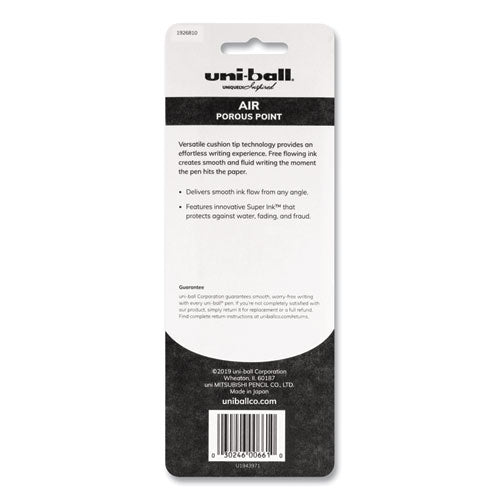 Image of uniball® Air Porous Gel Pen, Stick, Medium 0.7 Mm, Blue Ink, Black/blue Barrel, 3/pack