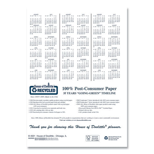 Image of House of Doolittle 14-Month Recycled Ruled Monthly Planner, 11 x 8.5, Blue Cover, 14-Month: Dec 2024 to Jan 2026
