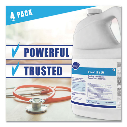 Image of Diversey Virex Ii 256 One-Step Disinfectant Cleaner Deodorant Mint, 1 Gal, 4 Bottles/ct
