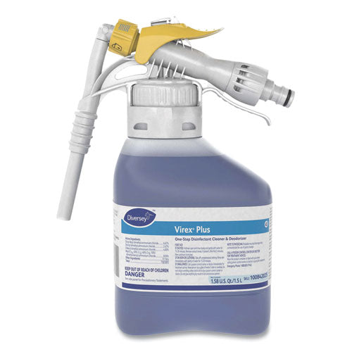 Image of Diversey Virex Plus One-Step Disinfectant Cleaner and Deodorant, 1.5 L Closed-Loop Plastic Bottle, 2/Carton