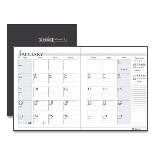 Image of House of Doolittle Recycled Ruled 14-Month Planner with Leatherette Cover, 11 x 8.5, Black Cover, 14-Month: Dec 2024 to Jan 2026