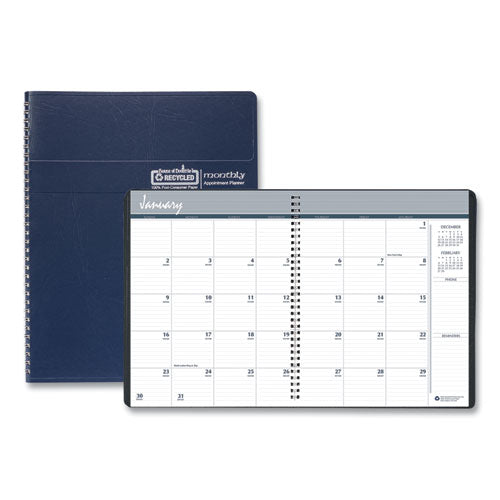 Image of House of Doolittle 14-Month Recycled Ruled Monthly Planner, 11 x 8.5, Blue Cover, 14-Month: Dec 2024 to Jan 2026