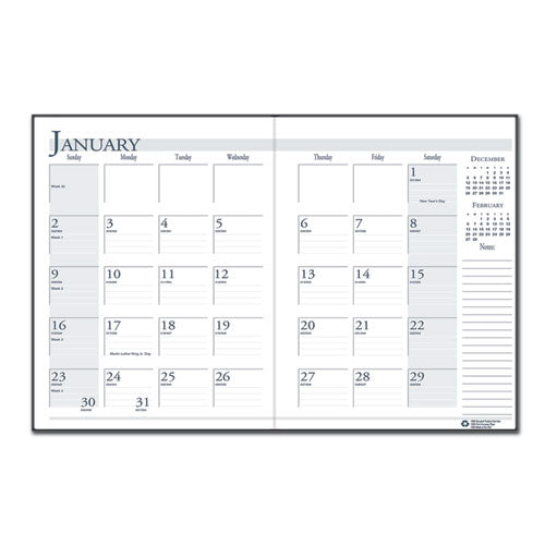 Image of House of Doolittle Recycled Ruled 14-Month Planner with Leatherette Cover, 11 x 8.5, Black Cover, 14-Month: Dec 2024 to Jan 2026