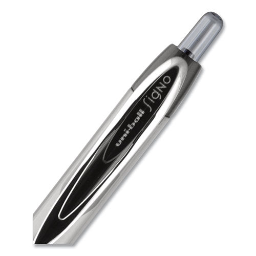 Image of uniball® Signo 207 Needle Point Gel Pen, Retractable, Medium 0.7 mm, Black Ink, Smoke/Black Barrel, 4/Pack
