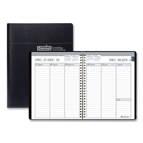 Image of House of Doolittle Recycled Weekly Appointment Book Ruled without Appointment Times, 8.75 x 6.88, Black Cover, 12-Month (Jan to Dec): 2025