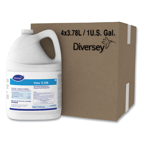 Image of Diversey Virex Ii 256 One-Step Disinfectant Cleaner Deodorant Mint, 1 Gal, 4 Bottles/ct