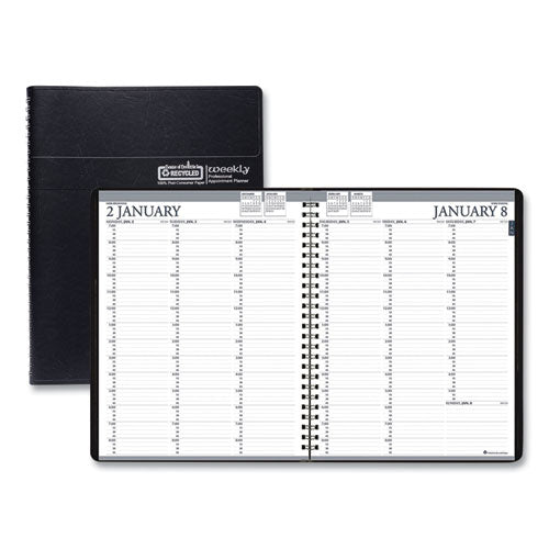 Image of House of Doolittle Recycled Professional Weekly Planner, 15-Minute Appts, 11 x 8.5, Black Wirebound Soft Cover, 12-Month (Jan to Dec): 2025