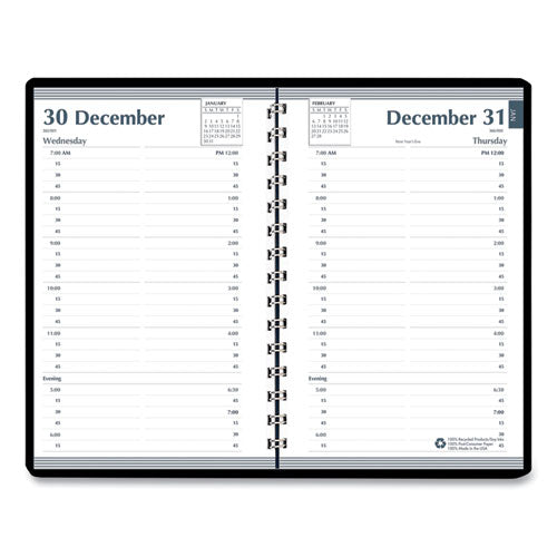 Image of House of Doolittle Memo Size Daily Appointment Book with 15-Minute Schedule, 8 x 5, Black Cover, 12-Month (Jan to Dec): 2025