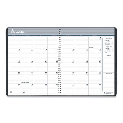 Image of House of Doolittle 14-Month Recycled Ruled Monthly Planner, 8.75 x 6.78, Black Cover, 14-Month: Dec 2024 to Jan 2026