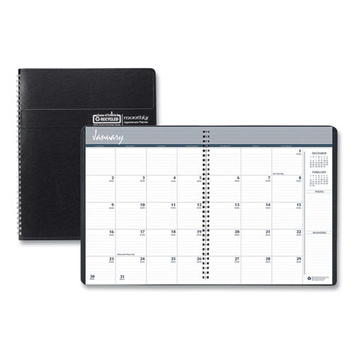 Image of House of Doolittle 14-Month Recycled Ruled Monthly Planner, 8.75 x 6.78, Black Cover, 14-Month: Dec 2024 to Jan 2026