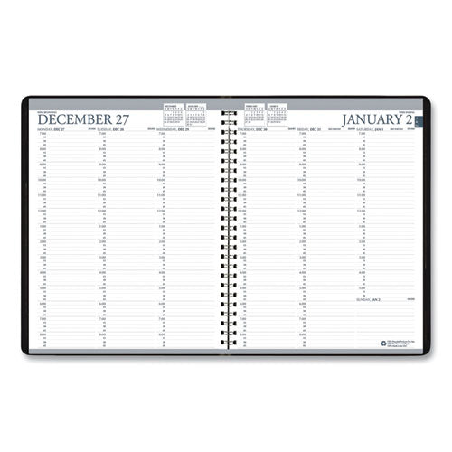 Image of House of Doolittle Recycled Professional Weekly Planner, 15-Minute Appts, 11 x 8.5, Black Wirebound Soft Cover, 12-Month (Jan to Dec): 2025