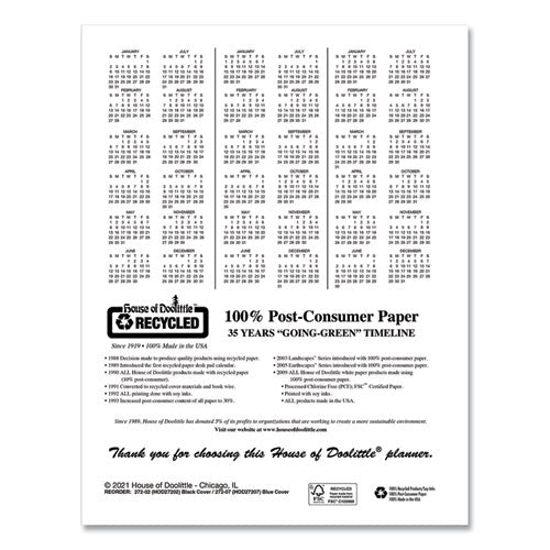 Image of House of Doolittle Recycled Professional Weekly Planner, 15-Minute Appts, 11 x 8.5, Black Wirebound Soft Cover, 12-Month (Jan to Dec): 2025