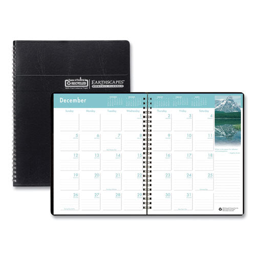 Image of House of Doolittle Earthscapes Recycled Ruled Monthly Planner, Landscapes Color Photos, 11 x 8.5, Black Cover, 14-Month: Dec 2024 to Jan 2026