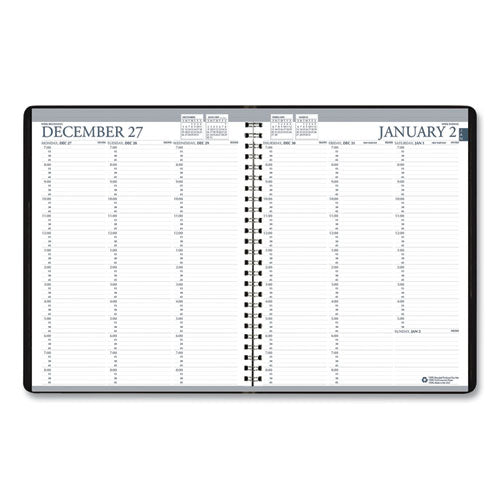 Image of House of Doolittle Recycled Professional Weekly Planner, 15-Minute Appts, 11 x 8.5, Black Wirebound Soft Cover, 24-Month: Jan 2025 to Dec 2026