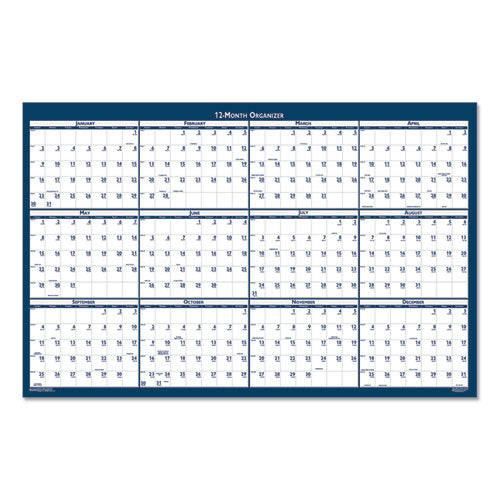 Image of House of Doolittle Recycled Poster Style Reversible/Erasable Yearly Wall Calendar, 32 x 48, White/Blue/Gray Sheets, 12-Month (Jan to Dec): 2025