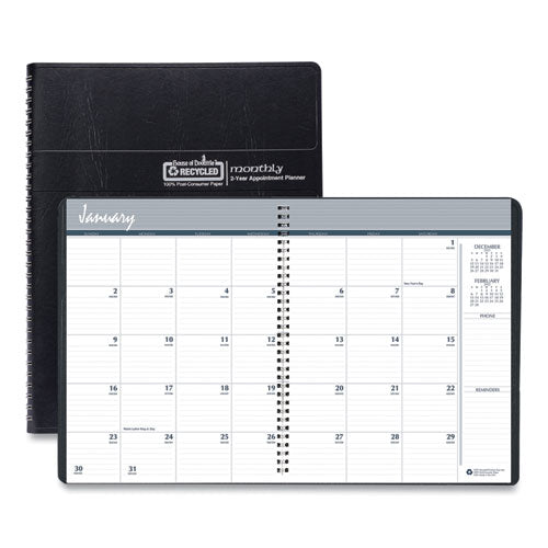 Image of House of Doolittle 24-Month Recycled Ruled Monthly Planner, 11 x 8.5, Black Cover, 24-Month: Jan 2025 to Dec 2026