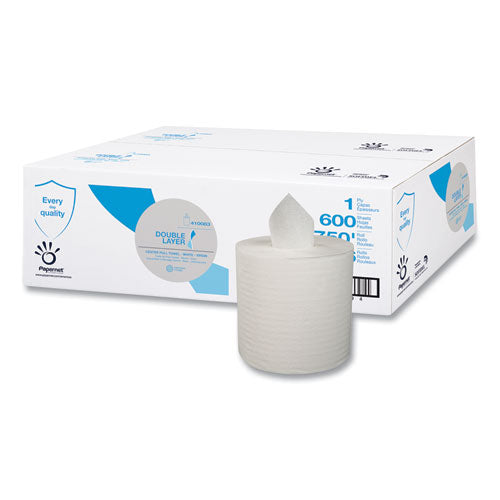 Image of Papernet® Double Layer Paper Towel, 1-Ply, 7.6 x 15, White, 600/Roll, 6 Rolls/Carton