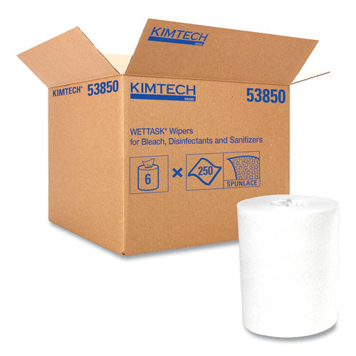 Image of WypAll® Power Clean Wipers for Disinfectants, Sanitizers and Solvents WetTask Customizable Wet Wiping System 250/Roll, 6 Roll/Carton