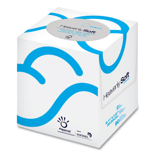 Image of Papernet® Heavenly Soft Facial Tissue, 2-Ply, White, 90/Cube Box, 36 Boxes/Carton