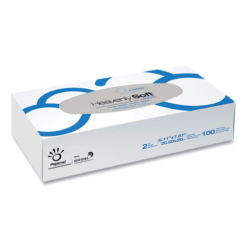 Image of Papernet® Heavenly Soft Facial Tissue, 2-Ply, White, 100/Flat Box, 30 Boxes/Caton