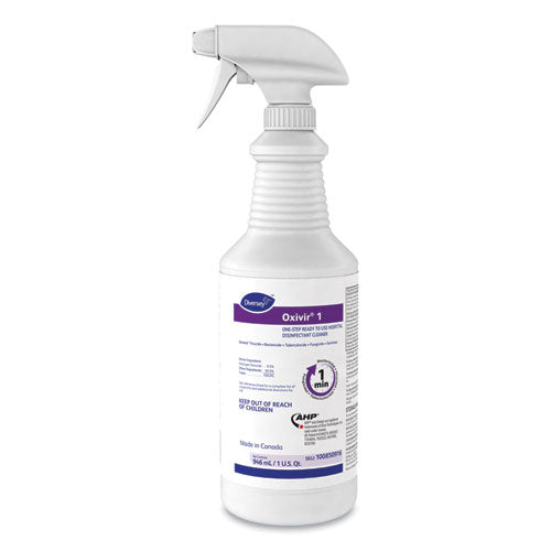 Image of Diversey Oxivir 1 Rtu Disinfectant Cleaner, 32 Oz Spray Bottle, 12/carton