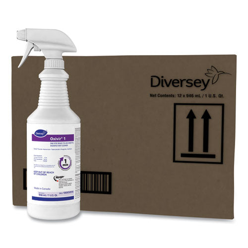 Image of Diversey Oxivir 1 Rtu Disinfectant Cleaner, 32 Oz Spray Bottle, 12/carton