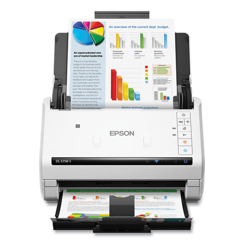 Image of Epson® Ds-575w Ii Wireless Color Duplex Document Scanner, 600 Dpi Optical Resolution, 50-Sheet Duplex Auto Document Feeder