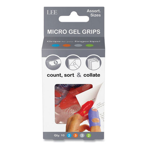Image of LEE Tippi Micro-Gel Fingertip Grips, Assorted Sizes, 10/pack