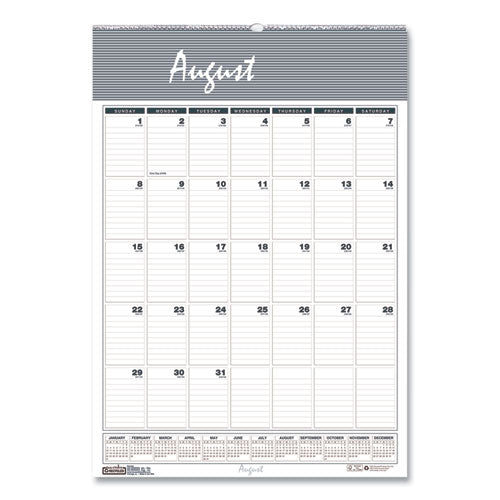 Image of House of Doolittle Academic Year Bar Harbor Recycled Wirebound Monthly Wall Calendar, 15.5 x 22, White/Blue Sheets, 12-Month(Aug-July):2024-2025