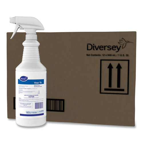 Image of Diversey Virex Tb Disinfectant Cleaner, Lemon Scent, Liquid, 32 Oz Bottle, 12/carton
