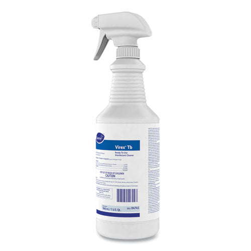 Image of Diversey Virex Tb Disinfectant Cleaner, Lemon Scent, Liquid, 32 Oz Bottle, 12/carton