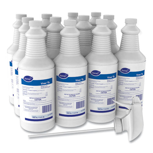 Image of Diversey Virex Tb Disinfectant Cleaner, Lemon Scent, Liquid, 32 Oz Bottle, 12/carton