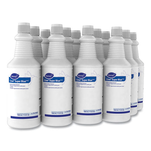 Image of Diversey Crew Super Blue Mild Acid Bowl Cleaner, Citrus, 32 Oz Squeeze Bottle, 12/carton