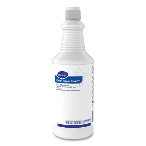 Image of Diversey Crew Super Blue Mild Acid Bowl Cleaner, Citrus, 32 Oz Squeeze Bottle, 12/carton