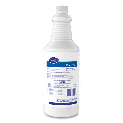 Image of Diversey Virex Tb Disinfectant Cleaner, Lemon Scent, Liquid, 32 Oz Bottle, 12/carton