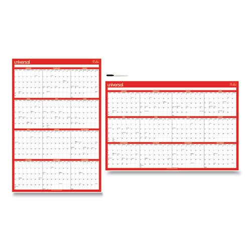 Image of Universal® Erasable Wall Calendar, 24 x 36, White/Red Sheets, 12-Month (Jan to Dec): 2025