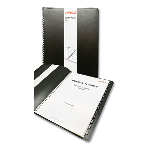 Image of Universal® Monthly Planner, 11 x 8, Black Cover, 14-Month: Dec 2024 to Jan 2026