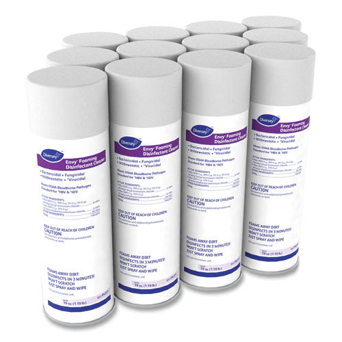 Image of Diversey Envy Foaming Disinfectant Cleaner, Lavender Scent, 19 Oz Aerosol Spray
