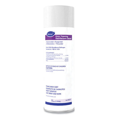 Image of Diversey Envy Foaming Disinfectant Cleaner, Lavender Scent, 19 Oz Aerosol Spray