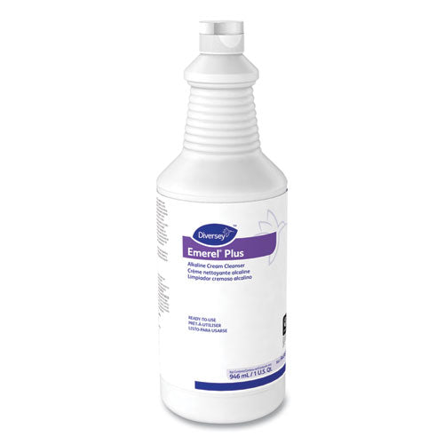 Image of Diversey Emerel Plus Cream Cleanser, Odorless, 32 Oz Squeeze Bottle, 12/carton