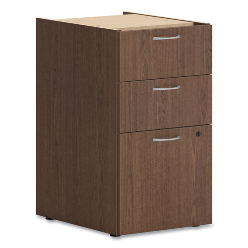 Image of HON® Mod Support Pedestal, Left Or Right, 3-Drawers: Box/box/file, Legal/letter, Sepia Walnut, 15" X 20" X 28"