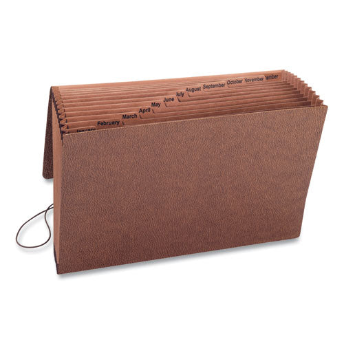 Image of Smead TUFF Expanding Wallet, 12 Sections, Elastic Cord Closure, 1/12-Cut Tabs, Legal Size, Redrope