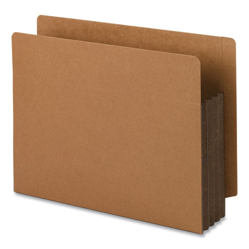 Image of Smead Redrope Drop-Front End Tab File Pockets, Fully Lined 6.5" High Gussets, 3.5" Expansion, Letter Size, Redrope/Brown, 10/Box