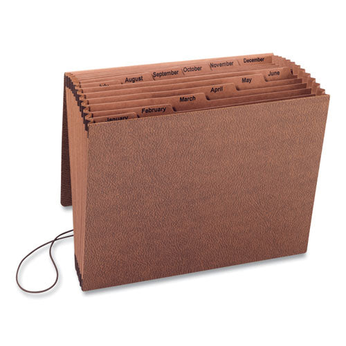 Image of Smead TUFF Expanding Wallet, 12 Sections, Elastic Cord Closure, 1/6-Cut Tabs, Letter Size, Redrope