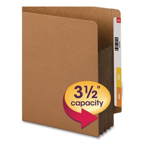 Image of Smead Redrope Drop-Front End Tab File Pockets, Fully Lined 6.5" High Gussets, 3.5" Expansion, Letter Size, Redrope/Brown, 10/Box