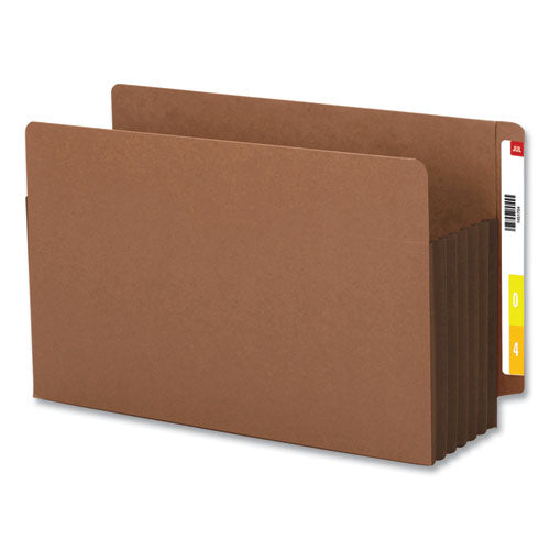 Image of Smead Redrope Drop-Front End Tab File Pockets, Fully Lined 6.5" High Gussets, 5.25" Expansion, Legal Size, Redrope/Brown, 10/Box