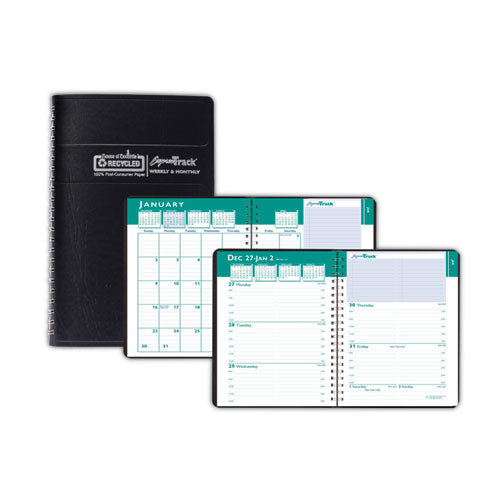 Image of House of Doolittle Express Track Recycled Weekly Appointment Book/Monthly Planner, 8 x 5, Black Cover, 13-Month: Jan 2025 to Jan 2026